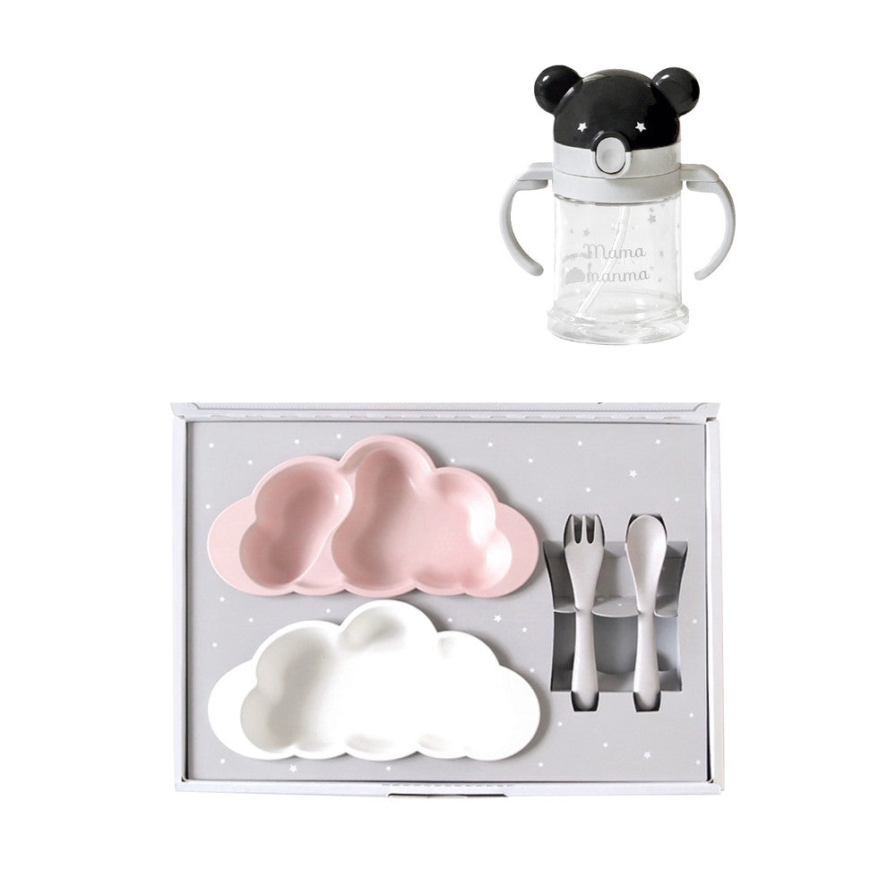 10 mois(ディモワ)マママンマ プレートセット&マグ ピンク