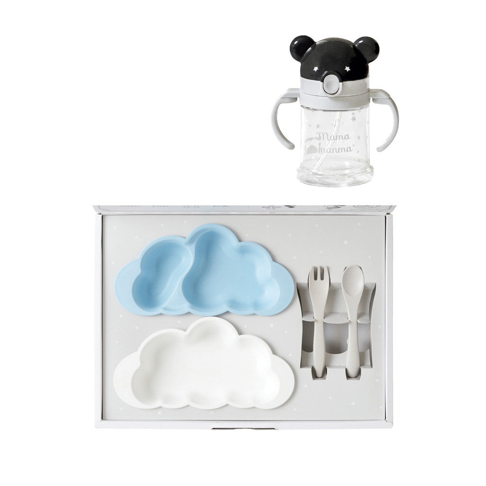 10 mois(ディモワ)マママンマ プレートセット&マグ ブルー