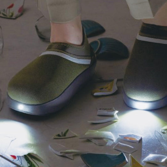 防災ブランド「SONAENO」 防災ライトルームシューズ グリーン(LL)