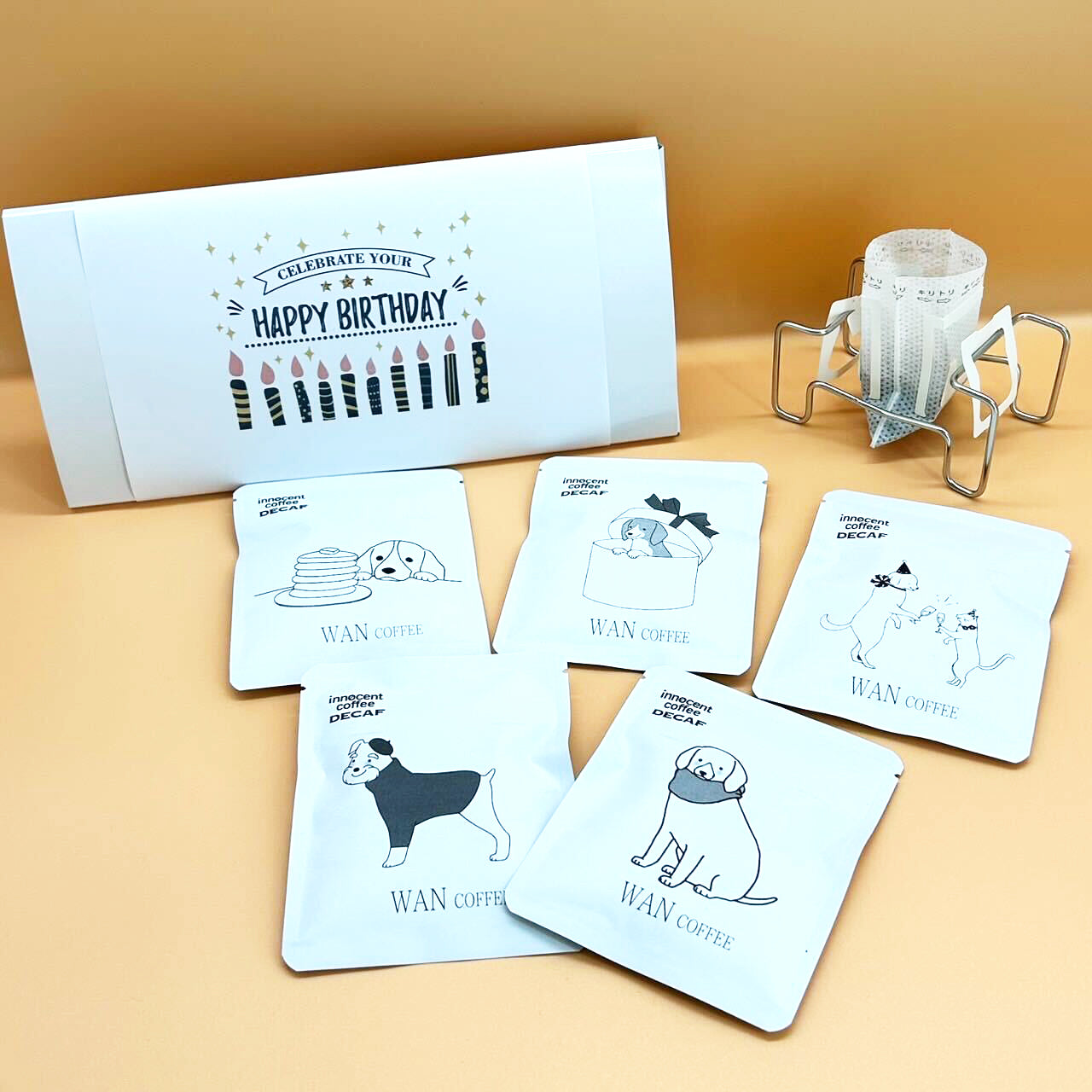 【お誕生日版】デカフェコーヒー専門 イノセントコーヒー WAN coffeeドリップバッグセット 5pc