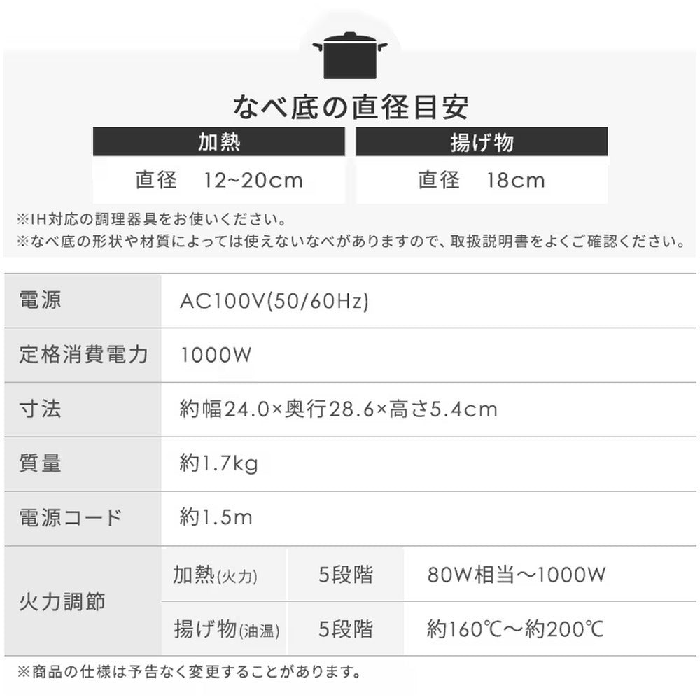 アイリスオーヤマ 1口IHコンロ 1000W