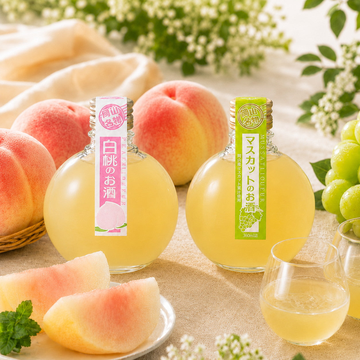 【やまだまさと】　ミニモエ 200ml × 48本セット 岡山で生まれたフルーツの2種お酒セット(白桃・マスカット) – AOYAMA