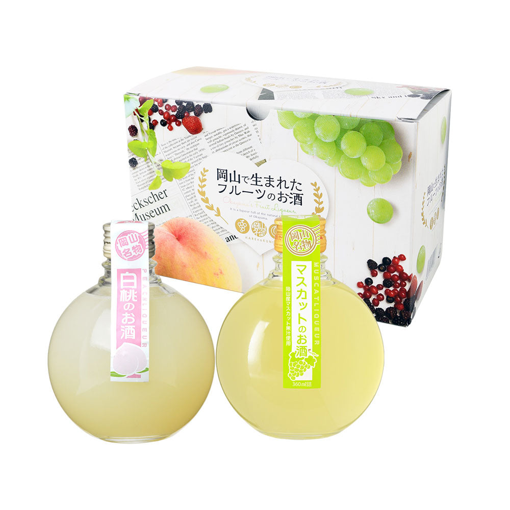 岡山で生まれたフルーツの2種お酒セット(白桃・マスカット)