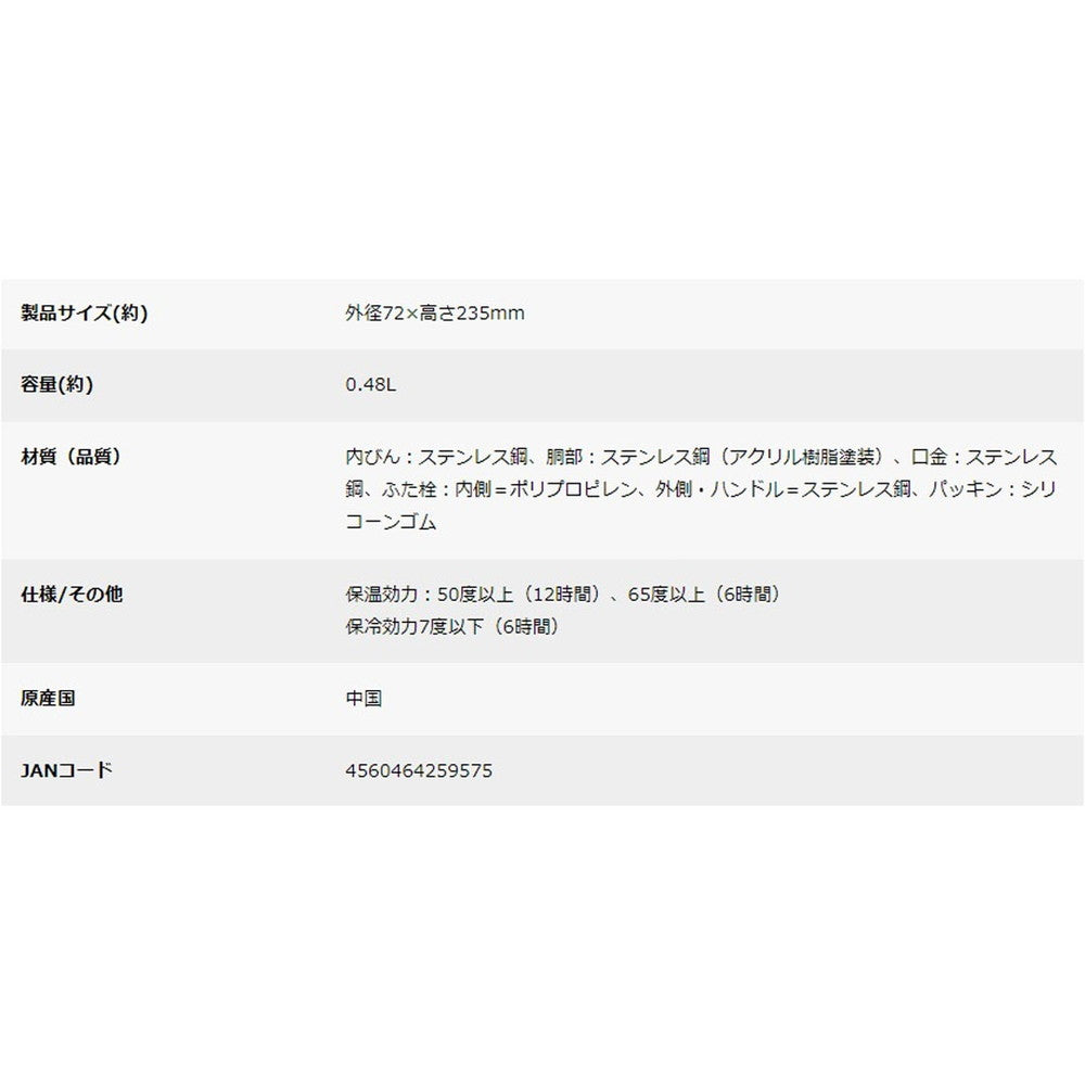 キャプテンスタッグ モンテ ハンガーボトル480(ホワイト)