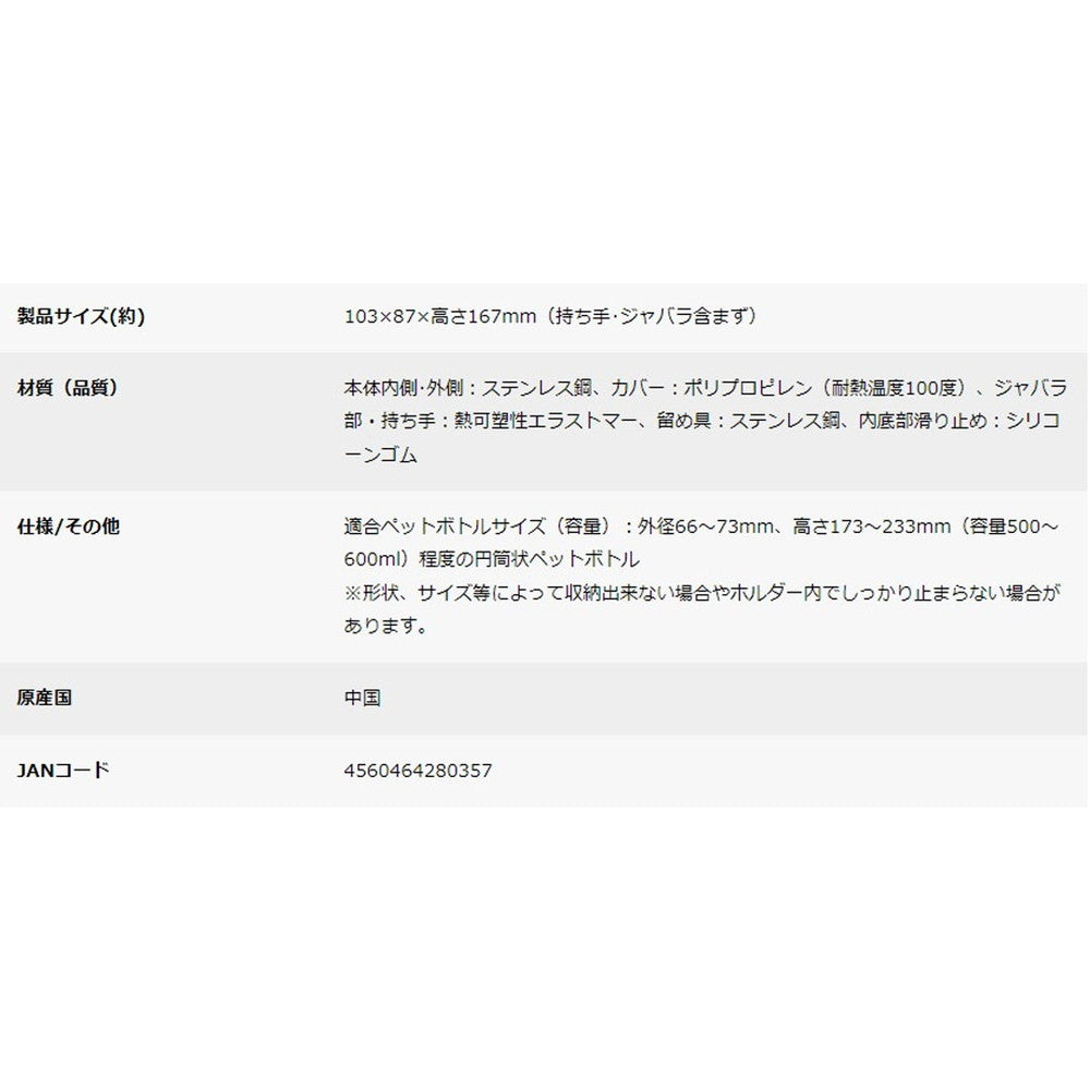 キャプテンスタッグ HDステンレスペットボトルホルダー (シルバー)