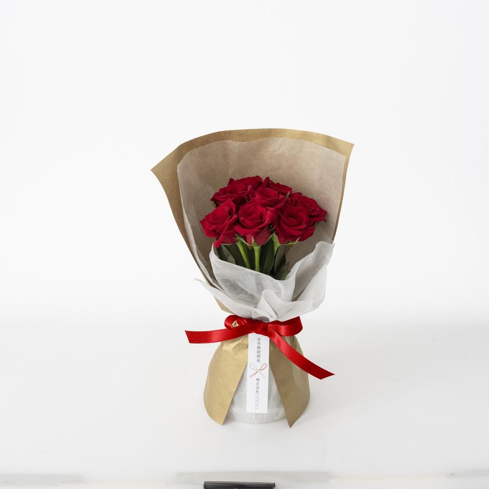 ホシファーム 届いた姿でそのまま飾れるスタンディング薔薇ブーケ ルージュ8本