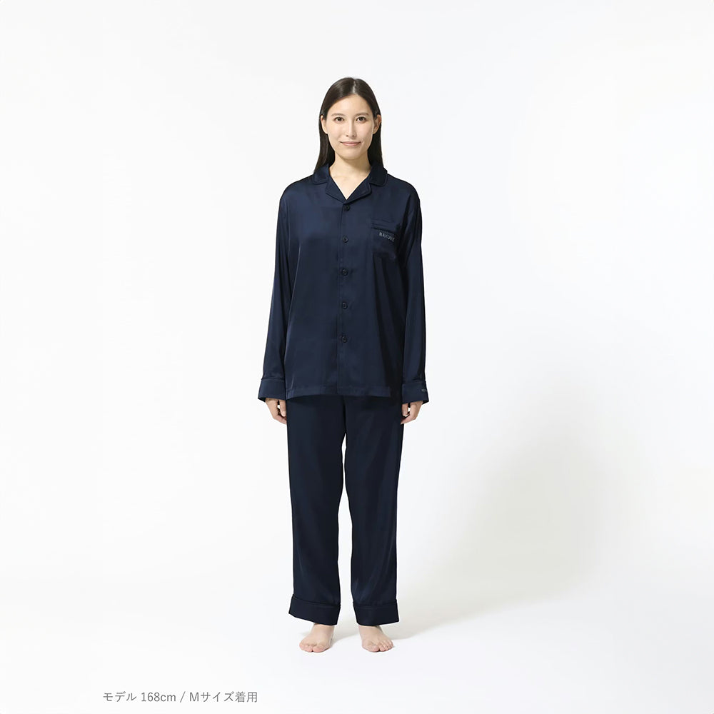 リカバリーウェア BAKUNE パジャマサテン上下(Unisex) ネイビーS