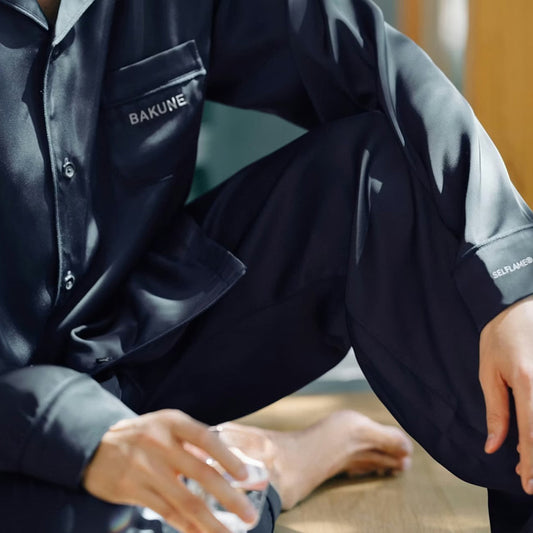 リカバリーウェア BAKUNE パジャマサテン上下(Unisex) ネイビーM