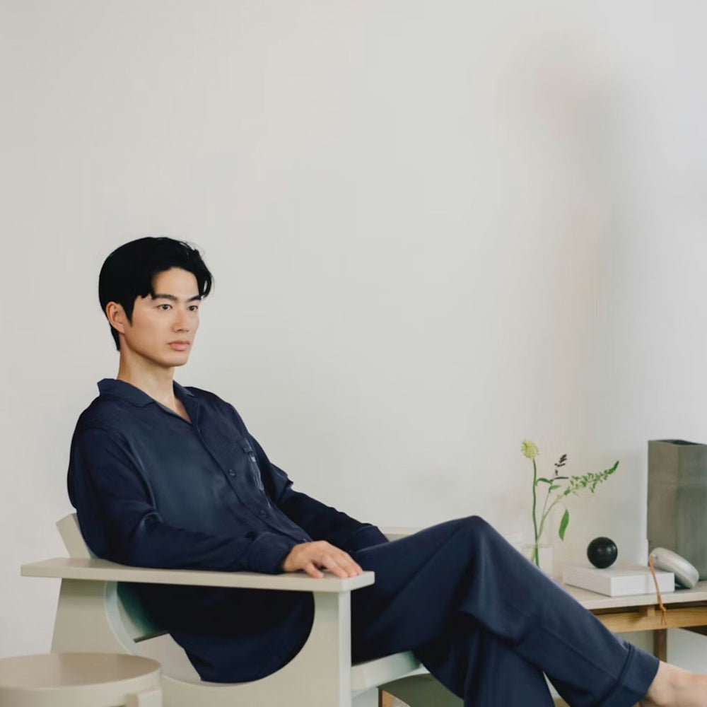リカバリーウェア BAKUNE パジャマサテン上下(Unisex) ネイビーM