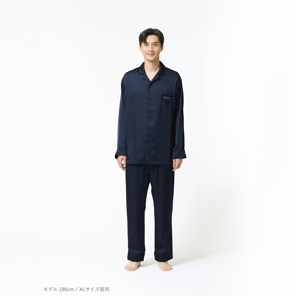 リカバリーウェア BAKUNE パジャマサテン上下(Unisex) ネイビーM