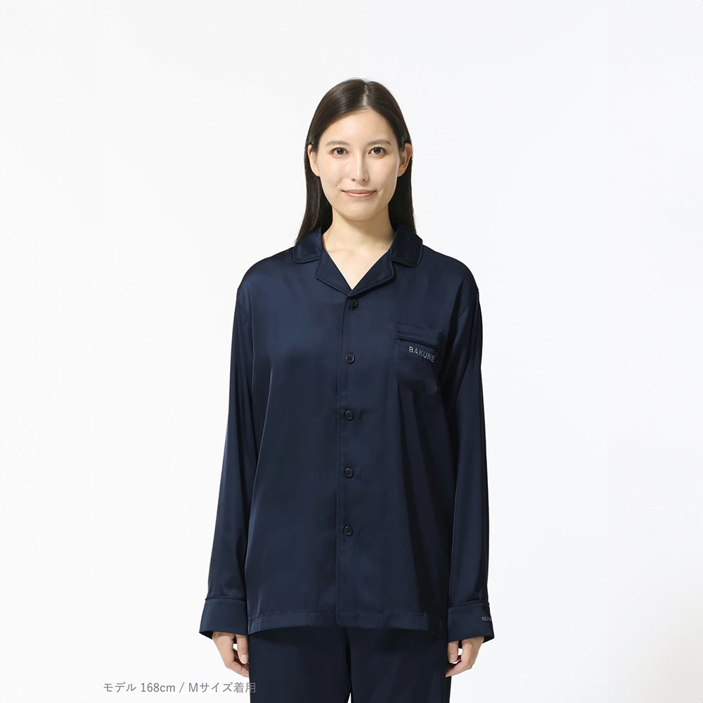 リカバリーウェア BAKUNE パジャマサテン上下(Unisex) ネイビーXL