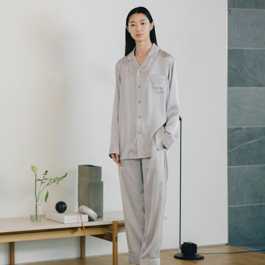 リカバリーウェア BAKUNE パジャマサテン上下(Unisex) グレージュS