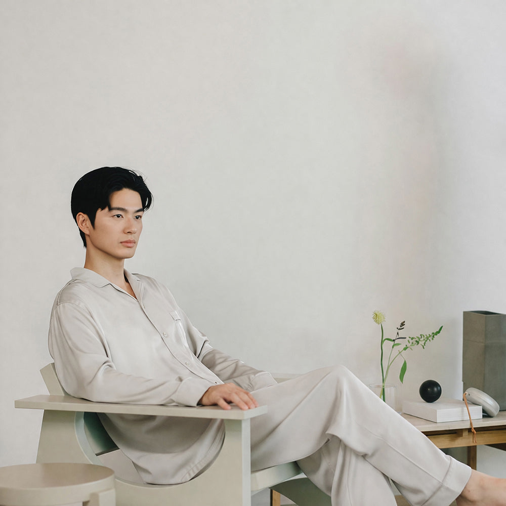 リカバリーウェア BAKUNE パジャマサテン上下(Unisex) グレージュS