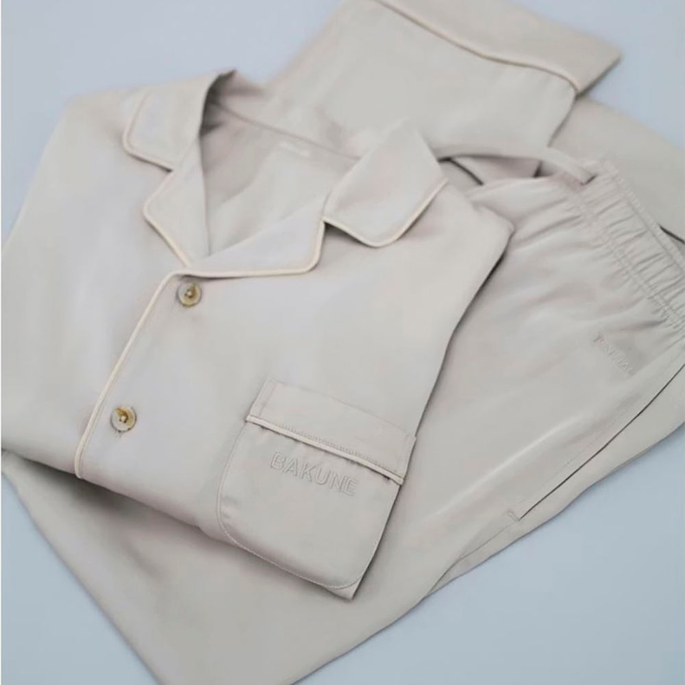 リカバリーウェア BAKUNE パジャマサテン上下(Unisex) グレージュS