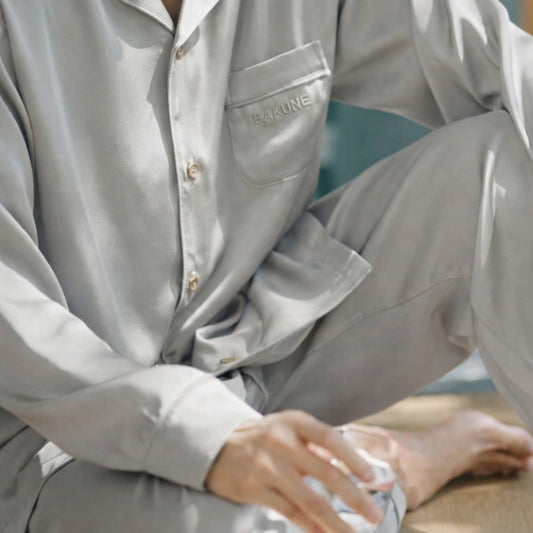 リカバリーウェア BAKUNE パジャマサテン上下(Unisex) グレージュXL