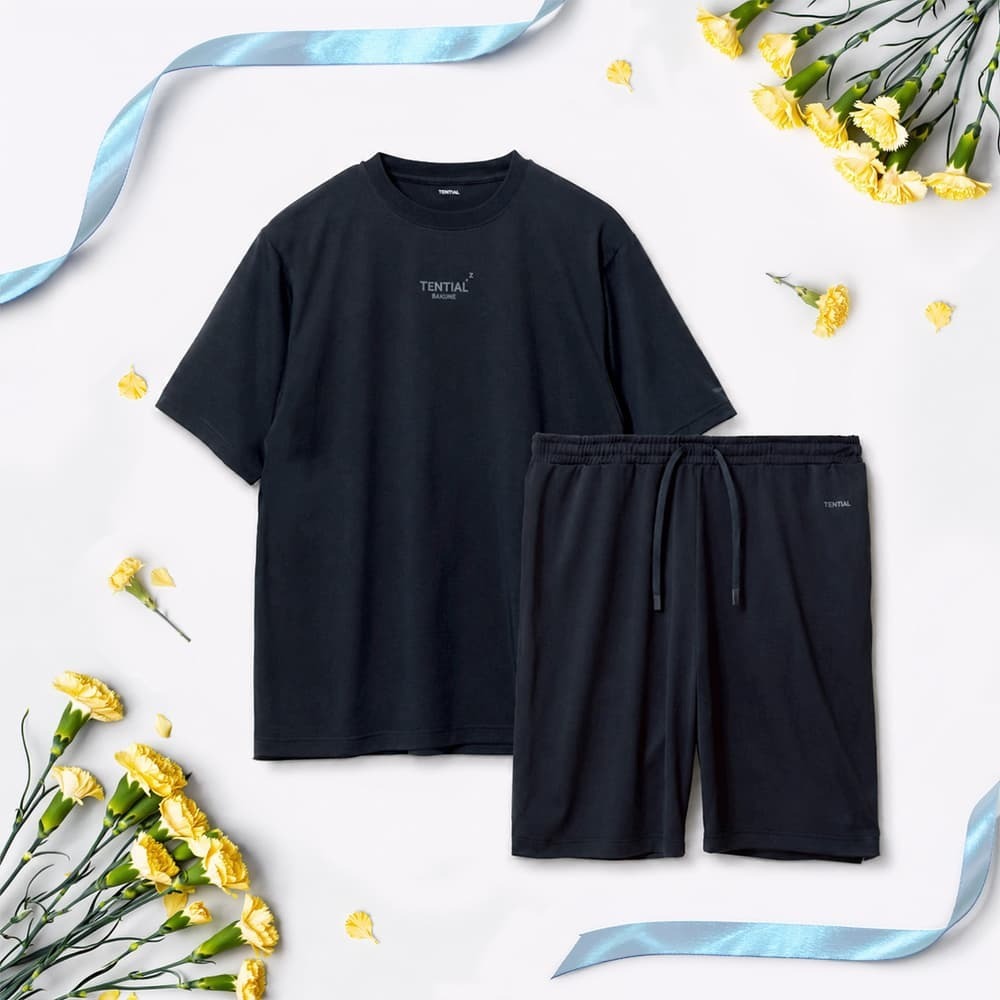 リカバリーウェア BAKUNE Dry Men's 半袖上下セット ネイビー M 【一般医療機器】