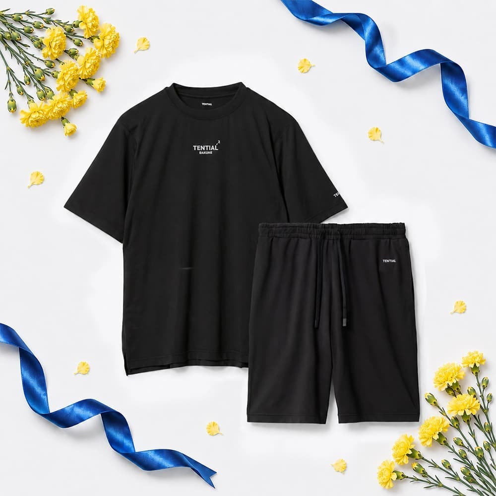 リカバリーウェア BAKUNE Dry Men's 半袖上下セット ブラック XL 【一般医療機器】