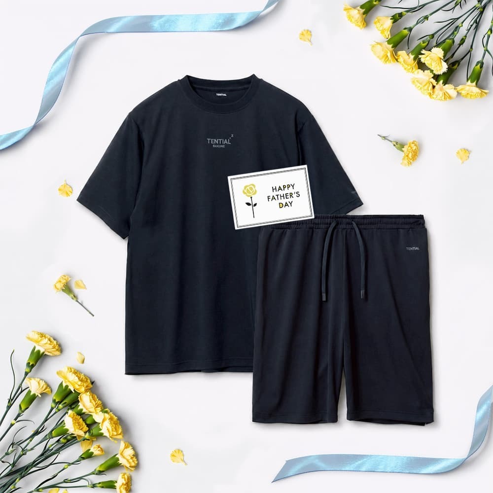 【父の日カード】 リカバリーウェア BAKUNE Dry Men's 半袖上下セット ネイビー XL 【一般医療機器】