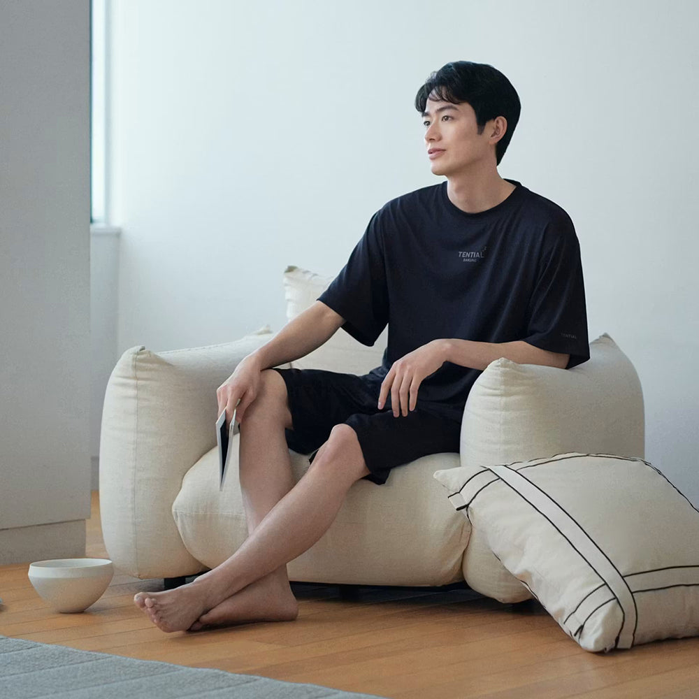 【父の日カード】 リカバリーウェア BAKUNE Dry Men's 半袖上下セット ネイビー XL 【一般医療機器】