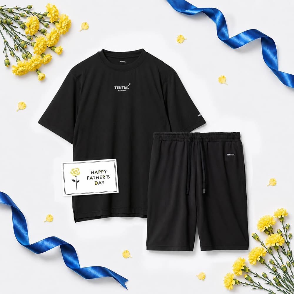 【父の日カード】 リカバリーウェア BAKUNE Dry Men's 半袖上下セット ブラック L 【一般医療機器】