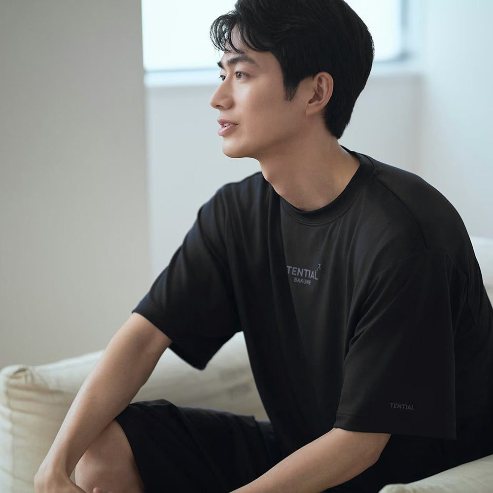 【父の日カード】 リカバリーウェア BAKUNE Dry Men's 半袖上下セット ブラック XL 【一般医療機器】