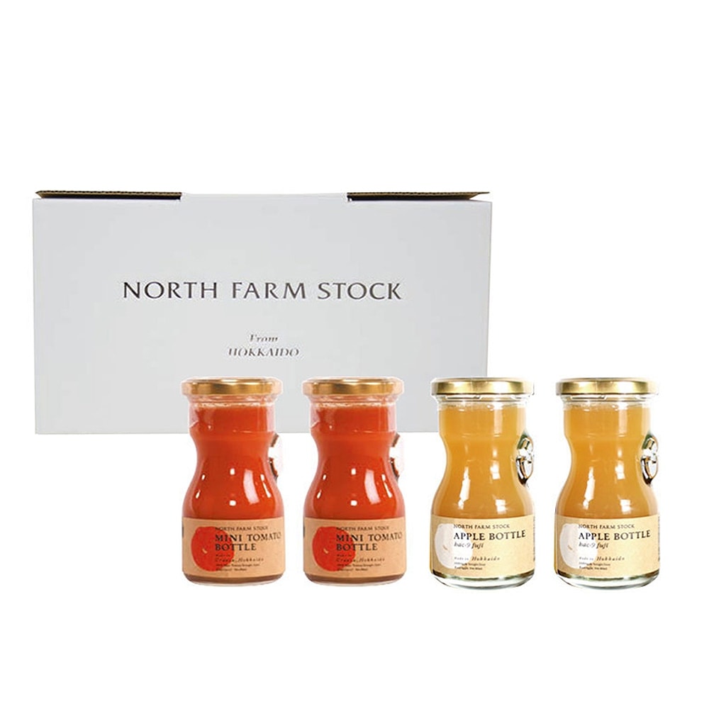 NORTH FARM STOCK」北海道ミニトマト・リンゴジュース80ml [各2本